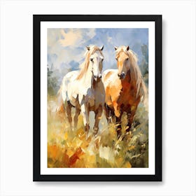 Horses Painting In Transylvania, Romania 1 Art Print