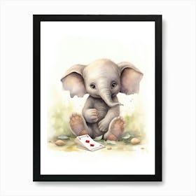 Elephant Painting Board Gaming Watercolour 1 Art Print