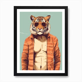 Tiger Illustrations Wearing A Beach Suit 2 Art Print