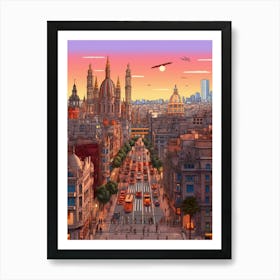 Barcelona Pixel Art 1 Art Print