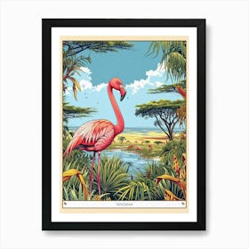 Greater Flamingo Tanzania Tropical Illustration 6 Poster Art Print