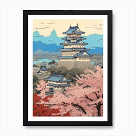 Himeji Castle, Japan Vintage Travel Art 2 Art Print