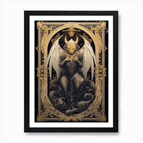  Gargoyle Tarot Card Black & Gold 2 Art Print