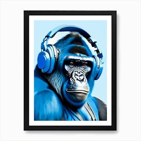 Gorilla Using Dj Set And Headphones Gorillas Decoupage 1 Art Print