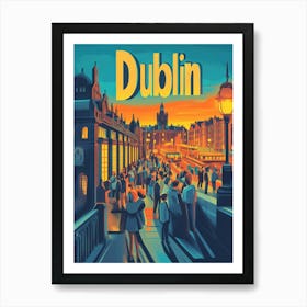 Aihrgdesign A 1970s Inspired Travel Poster For Dublin 1 Art Print