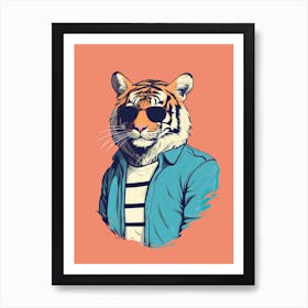 Tiger Illustrations Wearing A Polo Shirt 1 Art Print