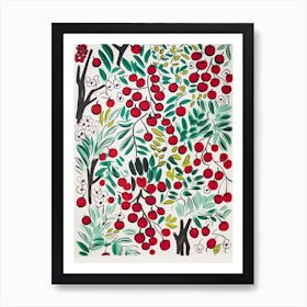 Cherries Fruit Drawing 5 Art Print