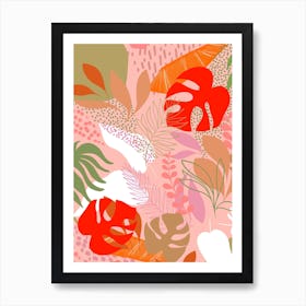 Tropical Boho Pattern Summer Pink Art Print