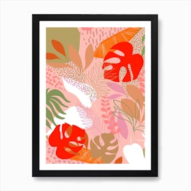 Tropical Boho Pattern Pink Art Print