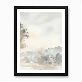 Neutral Landscape Watercolour Tree Vintage 3 Art Print