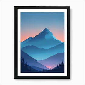 Misty Mountains Vertical Composition In Blue Tone 196 Art Print