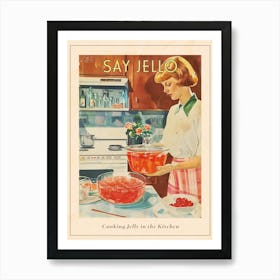 Cooking Jelly In A Retro Kitchen Poster Art Print