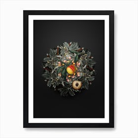 Vintage Peach Fruit Wreath on Wrought Iron Black n.1086 Art Print