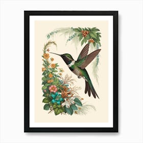 Hummingbird botanical flower beauty 16 Art Print