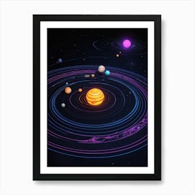 Default Neon Black Light Sgraffito Solar System 3d Illustratio 2 (3) Art Print