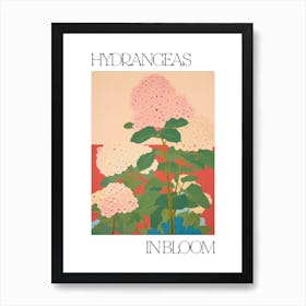 Hydrangeas In Bloom Flowers Bold Illustration 1 Art Print