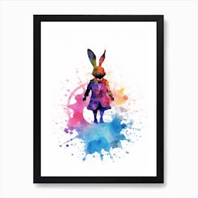 Alice In Wonderland Colourful Watercolour The White Rabbit 2 Art Print