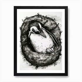 King Penguin Sleeping In A Cozy Pile 1 Art Print