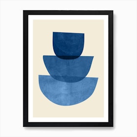 Abstract Cobalt Blue Shapes Art Print