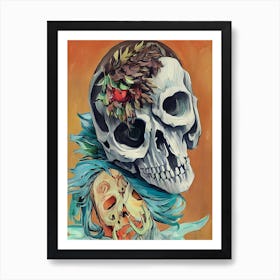 Skulls And Flowers 1 Art Print