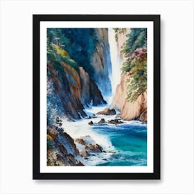 Mcway Falls, United States Water Colour  (3) Art Print