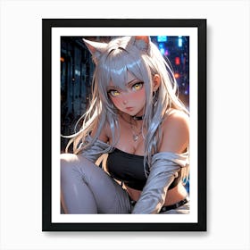 Anime Girl With Cat Ears 9 Art Print