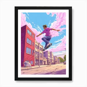 Skateboarding In Toronto, Canada Futuristic 4 Art Print