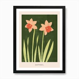 Pink & Green Daffodil 3 Flower Poster Art Print