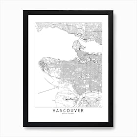 Vancouver White Map Art Print