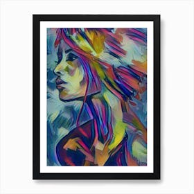 Woman With Colorful Hair Art Print