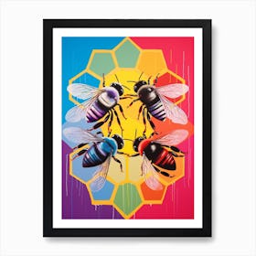 Honey Comb Colour Pop Bees 2 Art Print