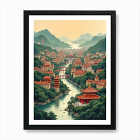 Chinese City Art Print