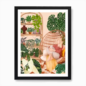 Relaxing In The Plant Room 1 Art Print