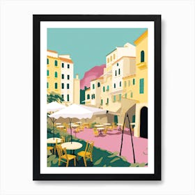 Amalfi, Italy, Flat Pastels Tones Illustration 7 Art Print