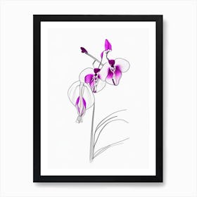 Orchid Floral Minimal Line Drawing 4 Flower Art Print