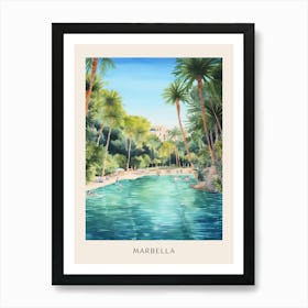 Swimming In Marbella Spain Watercolour Poster Poster