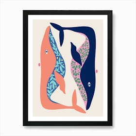 Two Whales Scandinavian 1 Art Print