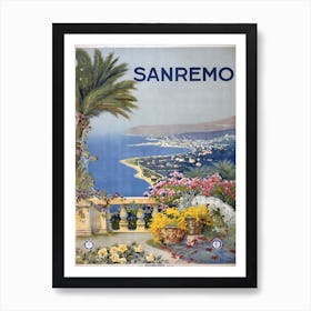 Sanremo Italy Travel Poster, Karen Arnold Art Print