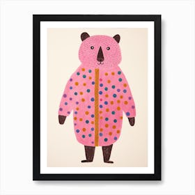 Pink Polka Dot Beaver 1 Art Print