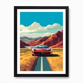 A Ferrari 458 Italia In The Andean Crossing Patagonia Illustration 2 Art Print