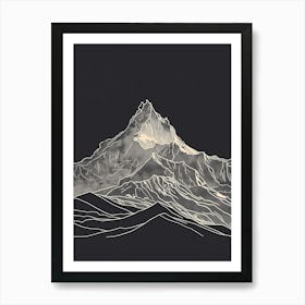 Ben Oss Mountain Line Drawing 1 Art Print