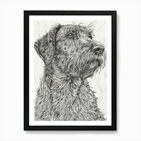 Hairy Dog Line Sketch 4 Art Print