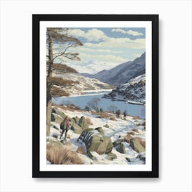 Vintage Winter Illustration Snowdonia National Park United Kingdom 4 Art Print