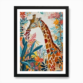 Giraffe Eating Berries Watercolour Inspired 3 Art Print