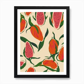 Dragon Fruit Pattern Illustration 1 Art Print