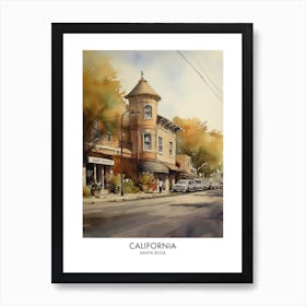 Santa Rosa, California 2 Watercolor Travel Poster Art Print