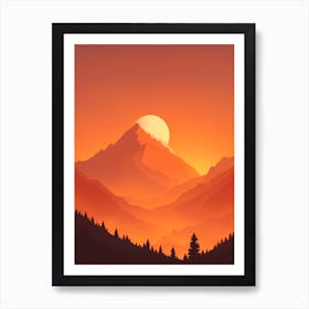 Misty Mountains Vertical Composition In Orange Tone 9 Art Print