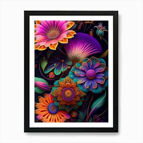 Psychedelic Flowers Art Print