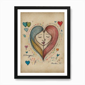 Two Women In Love 1 Art Print