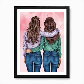 Two Friends Hugging Art Print